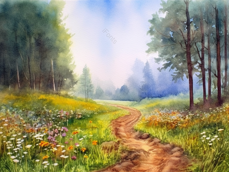 夏雨过后的树林泥土手绘背景,插画/手绘图,插画/手绘图库,插画/手绘图下载,插画/手绘